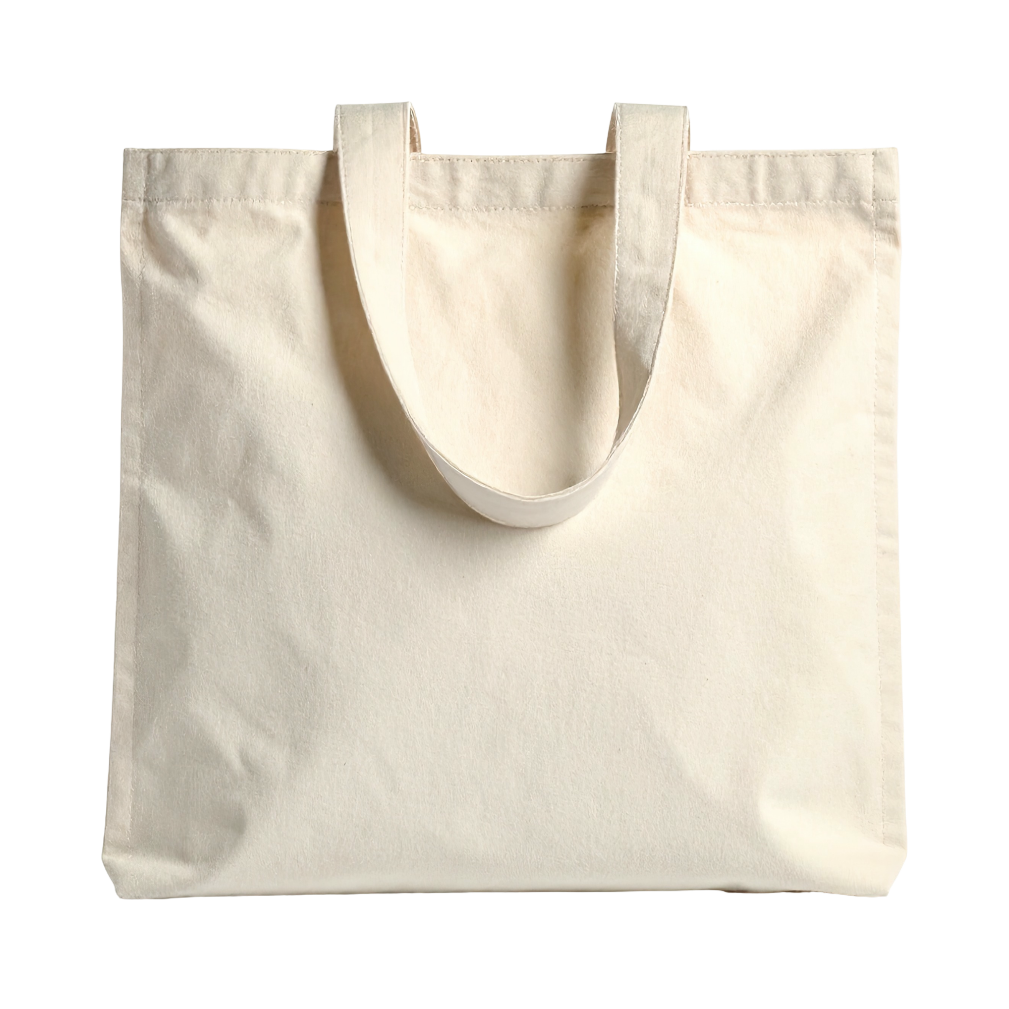 An empty natural canvas tote bag